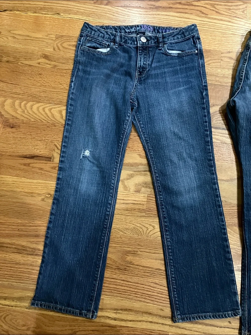 GAP Girls Blue Denim Distressed Jeans Sz 12 Plus Adjustable Waist EUC 2 Pairs